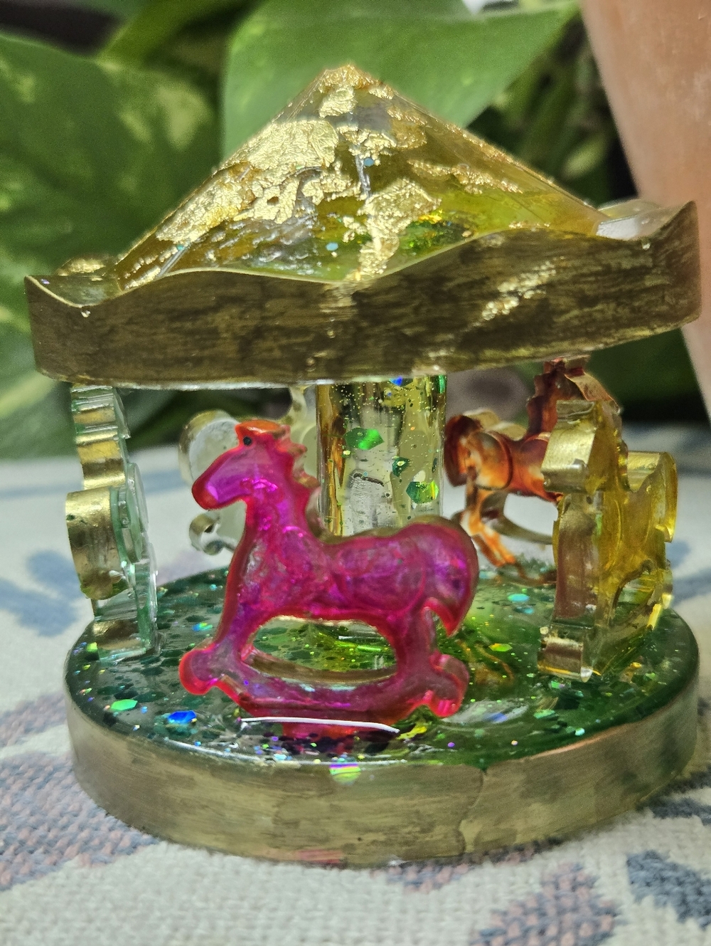 Merry-go-Round Figurine with Multi Color Horses